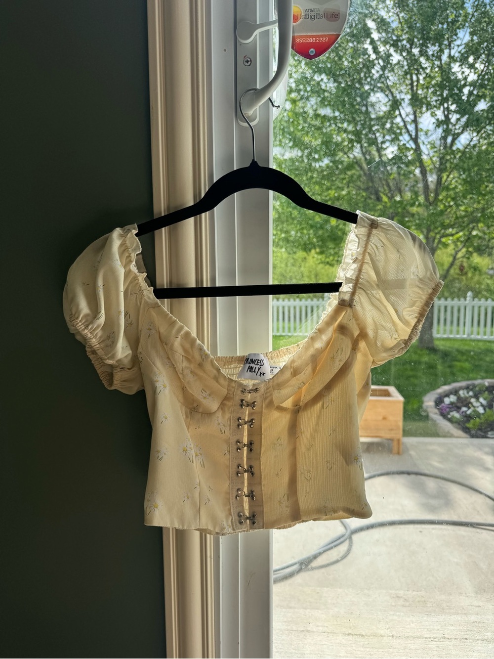 Princess Polly Pale Yellow Floral Puff Sleeve Corset Top
